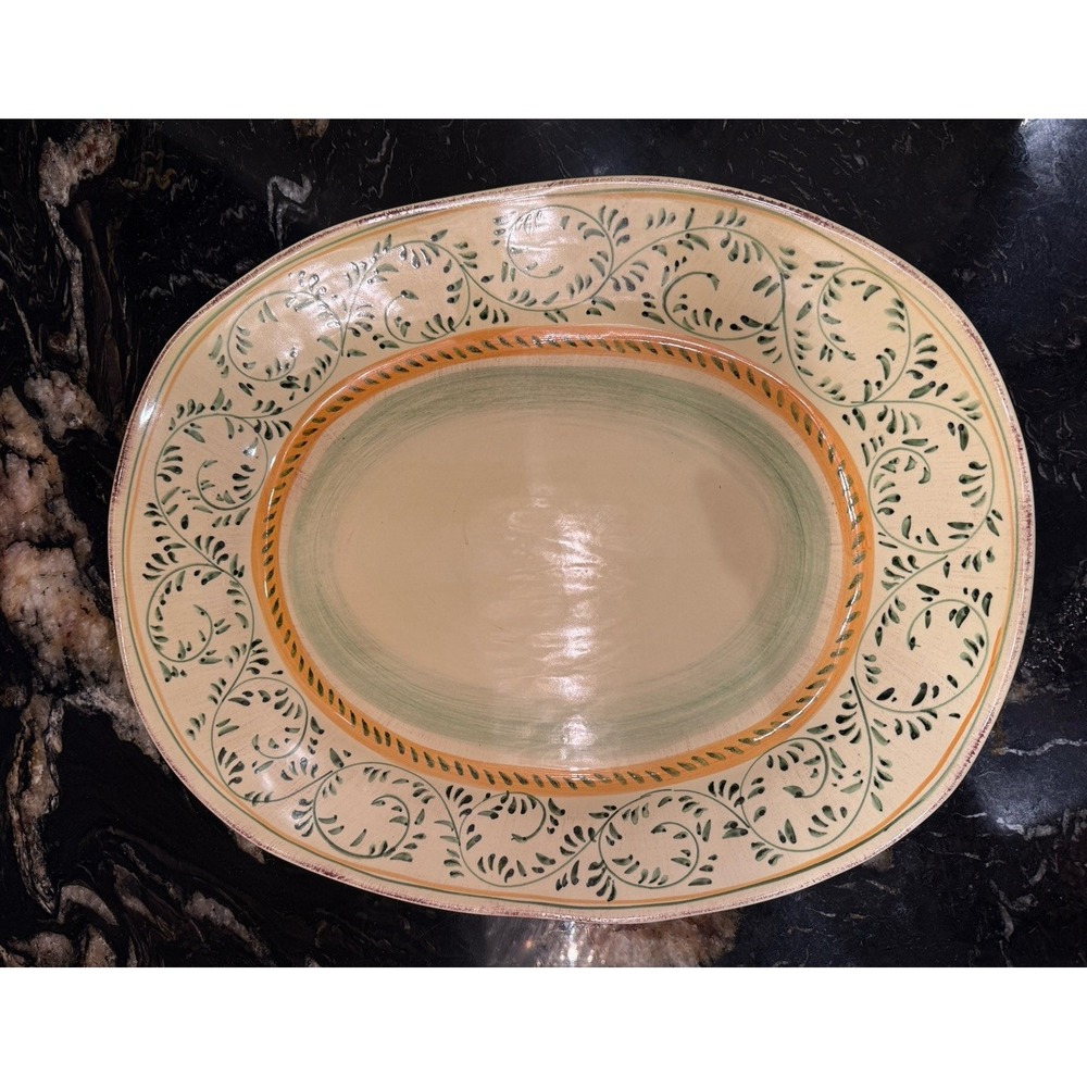 Crate & Barrel EMILIA Extra Large 20.5" x 15 7/8" Yellow Platter Italy